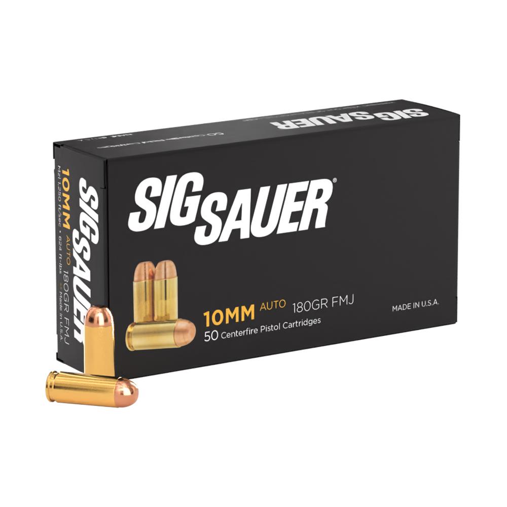 Sig Elite Performance Handgun Ammunition 10mm Auto 180 gr FMJ 1250 fps 50/ct Picture of Sig Sauer AMMO BALL 10mm 180GR FMJ 50RD BX