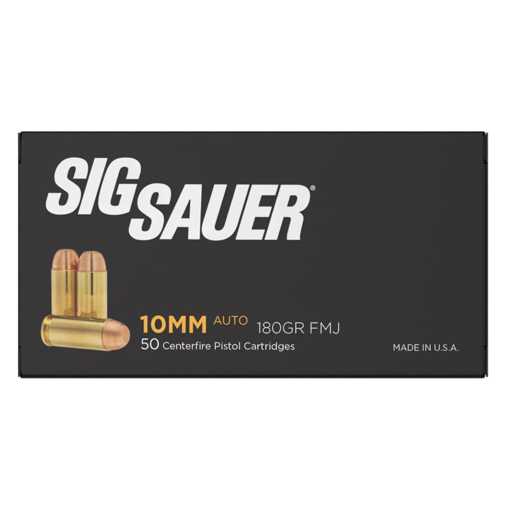 Sig Elite Performance Handgun Ammunition 10mm Auto 180 gr FMJ 1250 fps 50/ct Picture of Sig Sauer AMMO BALL 10mm 180GR FMJ 50RD BX