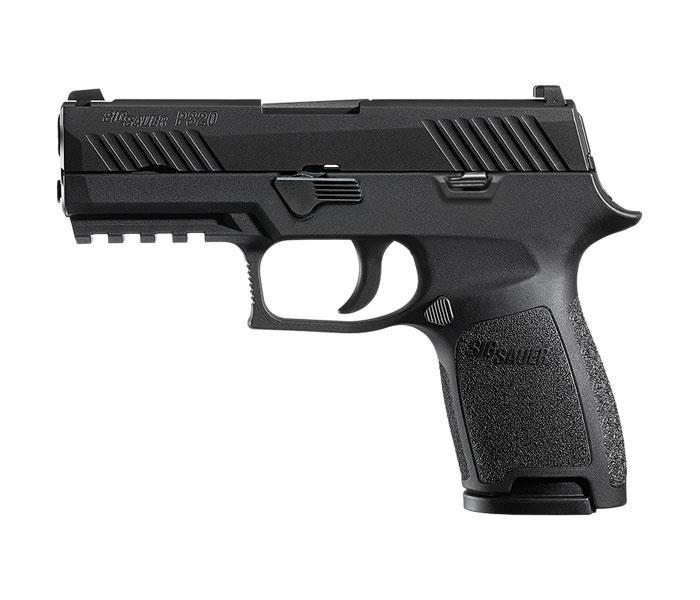 Sig Sauer P320 Compact Handgun 9mm Luger 10rd Magazines 3.9" Barrel Nitron Finish Siglite Sights MA Compliant Manual Safety Picture of Sig Sauer P320 9MM 3.9IN NITRON BLK STRIKER SIGLITE (2) 10RD STEEL MAG MA COM