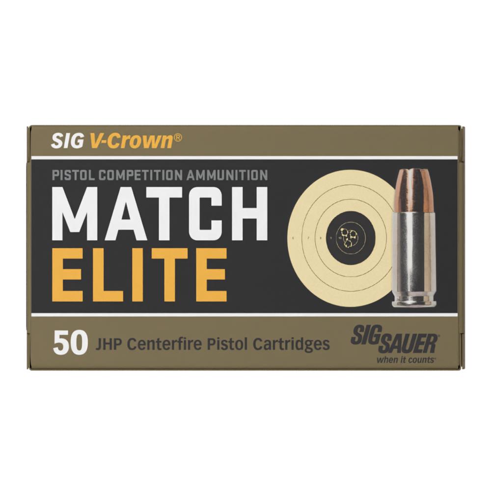 Sig Sauer Elite V-Crown Competition Handgun Ammunition 9mm Luger 115 gr JPH 1000 fps 50/ct Picture of Sig Sauer AMMO 9MM 115GR ELITE V-CROWN COMPETITION JHP BOX/50