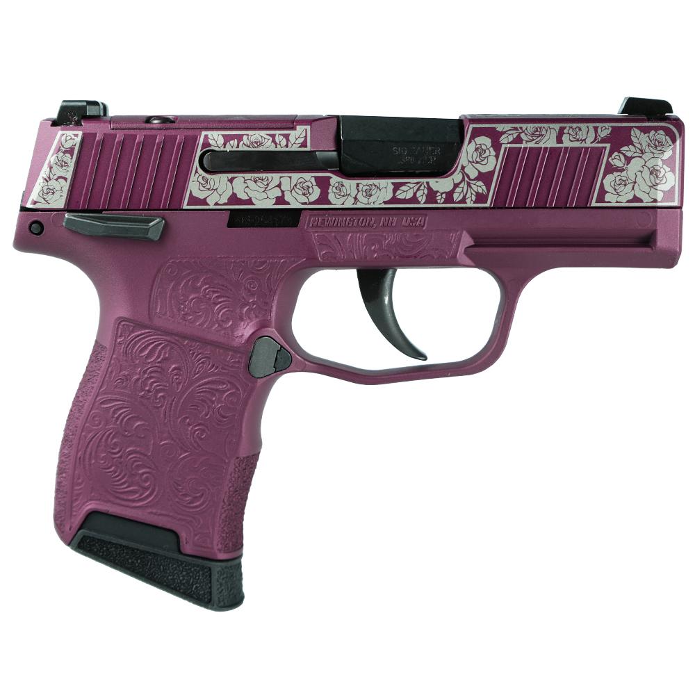 Sig Sauer Exclusive "Black Cherry Roses" P365-380 Handgun 380 Auto 10rd Magazine 3.1" Barrel Black Manual Safety Picture of Sig Sauer Sig P365-380-BSS-MS Nitron Pistol Full Black Cherry Roses