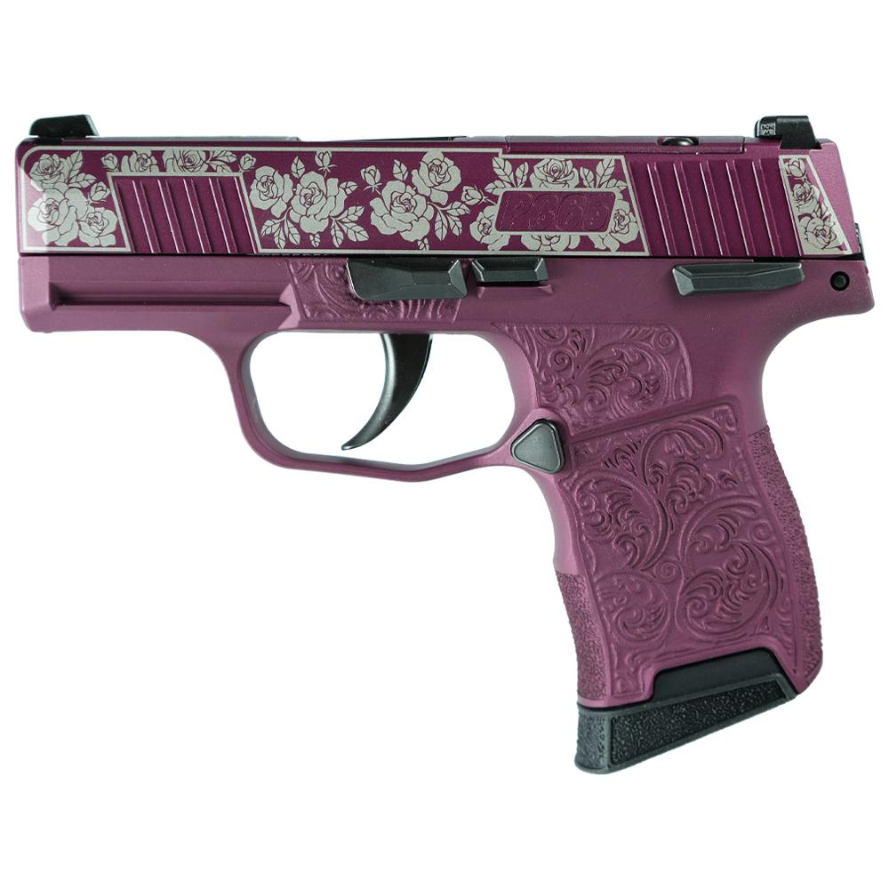 Sig Sauer Exclusive "Black Cherry Roses" P365-380 Handgun 380 Auto 10rd Magazine 3.1" Barrel Black Manual Safety Picture of Sig Sauer Sig P365-380-BSS-MS Nitron Pistol Full Black Cherry Roses