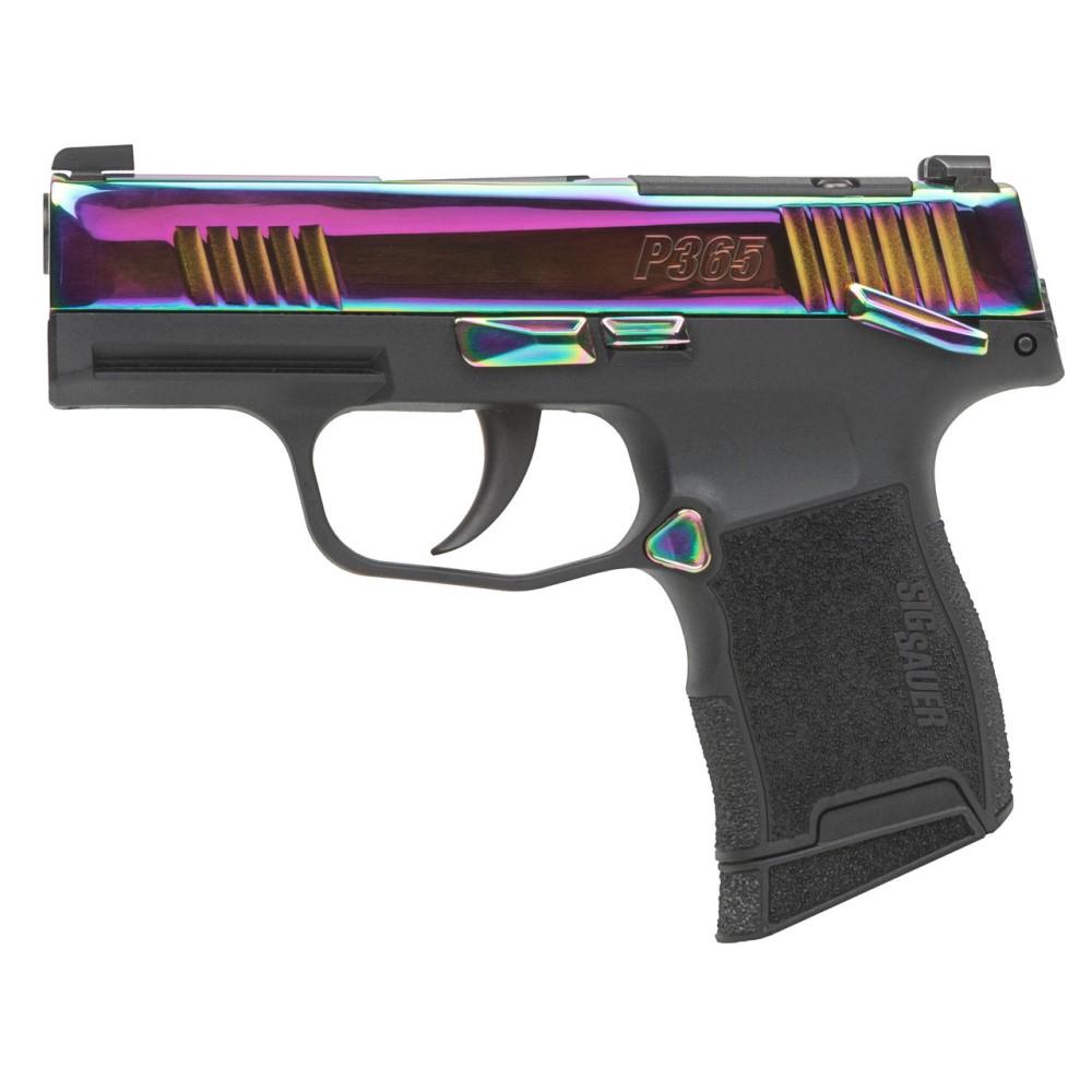 Sig Sauer P365X Handgun 9mm Luger 12rd Magazines (2) 3.1" Barrel Rainbow Titanium Slide with Black Frame Picture of Sig Sauer Sig P365X Rainbow Titanium Slide 9mm (2) 12rd mags