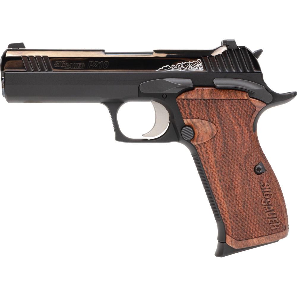 Sig Sauer P210 Carry Handgun 9mm Luger 8rd Magazines (3) 4.1" Barrel Black with Engraved Rosewood Grips Picture of Sig Sauer Sig P210 Carry 9mm Pistol Engraved w/Rosewood Grips (3) 8rd Mags