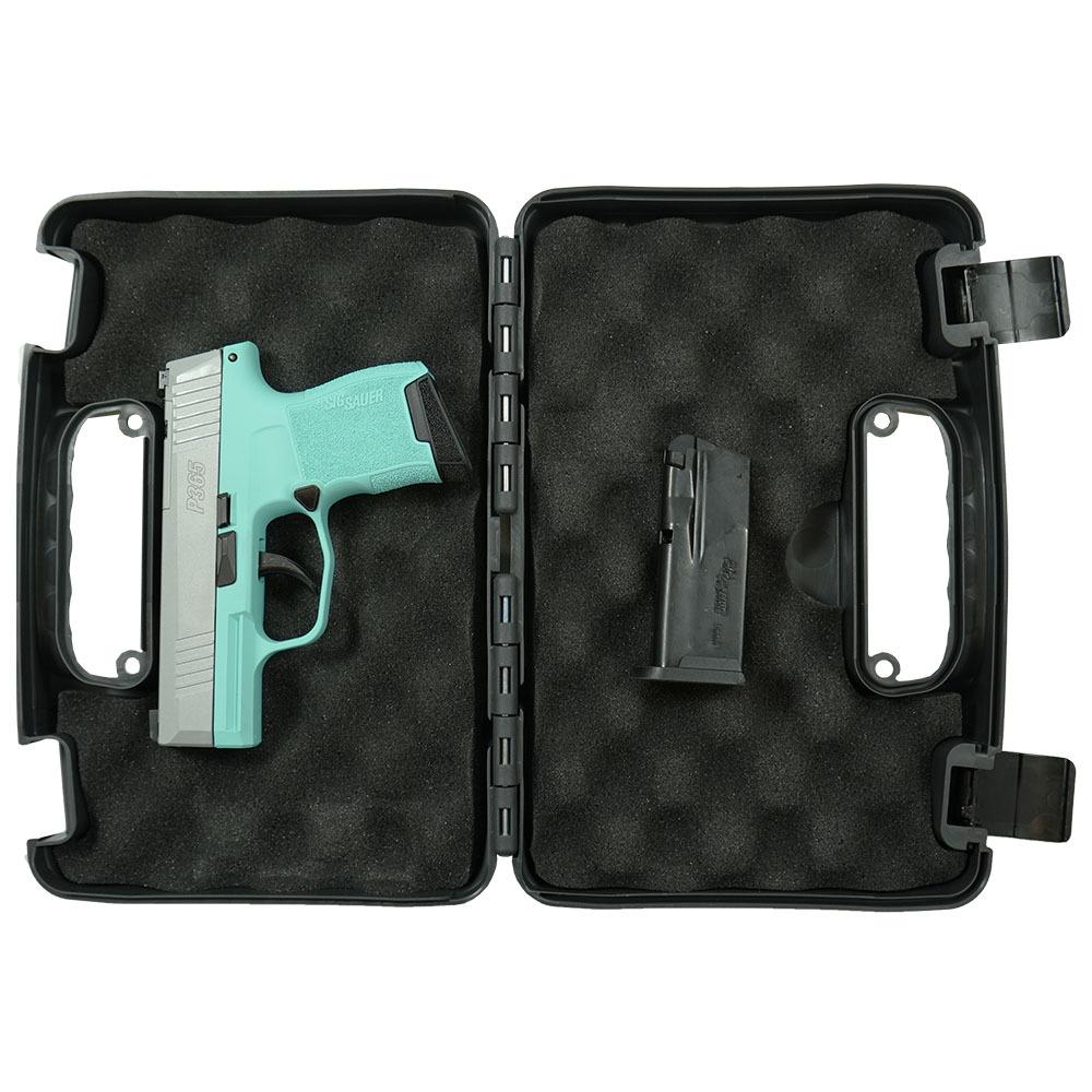 Sig Sauer "Silver Slide/Robin's Egg Blue Frame" P365 Optic Ready Handgun 9mm Luger 10rd Magazines(2) 3.1" Barrel X-RAY 3 Sights Picture of Sig Sauer P365 9MM 3.1 BLK STRIKR XRAY3 OR 2 MAG-Robins Egg Blue Fram Slvr Sl