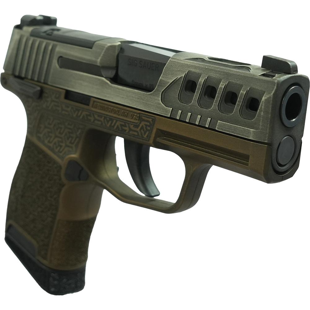Sig Sauer P365 "Gold Bug"Distressed Gray/Brown OR Handgun 9mm Luger 10rd Magazines(2) 3.1" Barrel X-RAY 3 Sights Manual Safety Picture of Sig Sauer P3659MM 3.1INSTRIKER X-RAY 310RDOPTIC RDYMAN.SAF Dist Grey/BrownGrip