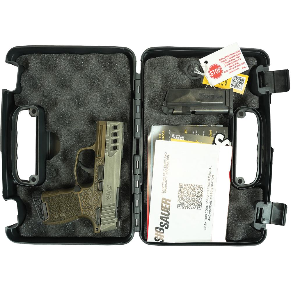 Sig Sauer P365 "Gold Bug"Distressed Gray/Brown OR Handgun 9mm Luger 10rd Magazines(2) 3.1" Barrel X-RAY 3 Sights Manual Safety Picture of Sig Sauer P3659MM 3.1INSTRIKER X-RAY 310RDOPTIC RDYMAN.SAF Dist Grey/BrownGrip