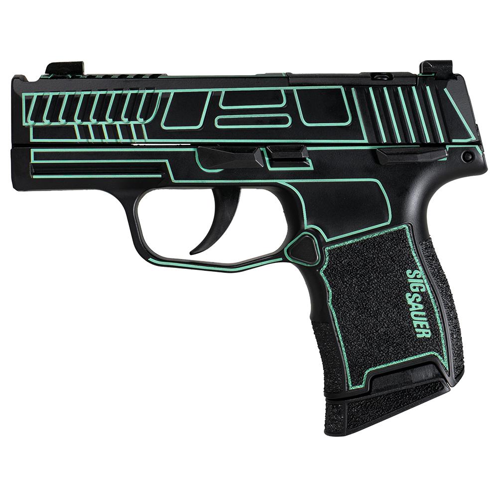 Sig Sauer P365 "Outlander Blue Laser" Handgun 9mm Luger 10rd Magazines(2) 3.1" Spectrum Barrel X-RAY 3 Sights Manual Safety Picture of Sig Sauer P365 9MM 3.1 STKR XRAY3 2 MAG MAN SAFT-Orca Cut Spctrm Brl Blk/Tiffany Lsr