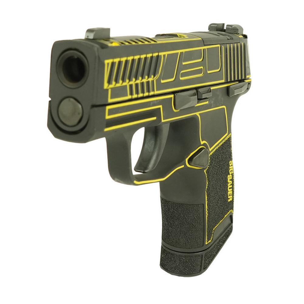 Sig Sauer P365 "Outlander Yellow Laser" Handgun 9mm Luger 10rd Magazines(2) 3.1" Black Barrel X-RAY 3 Sights Manual Safety Picture of Sig Sauer P365 9MM 3.1 STRKR XRAY3 2 MAGS MANL SAFT-Orca Cut Chunk Brl Blk-Yellow Lsr