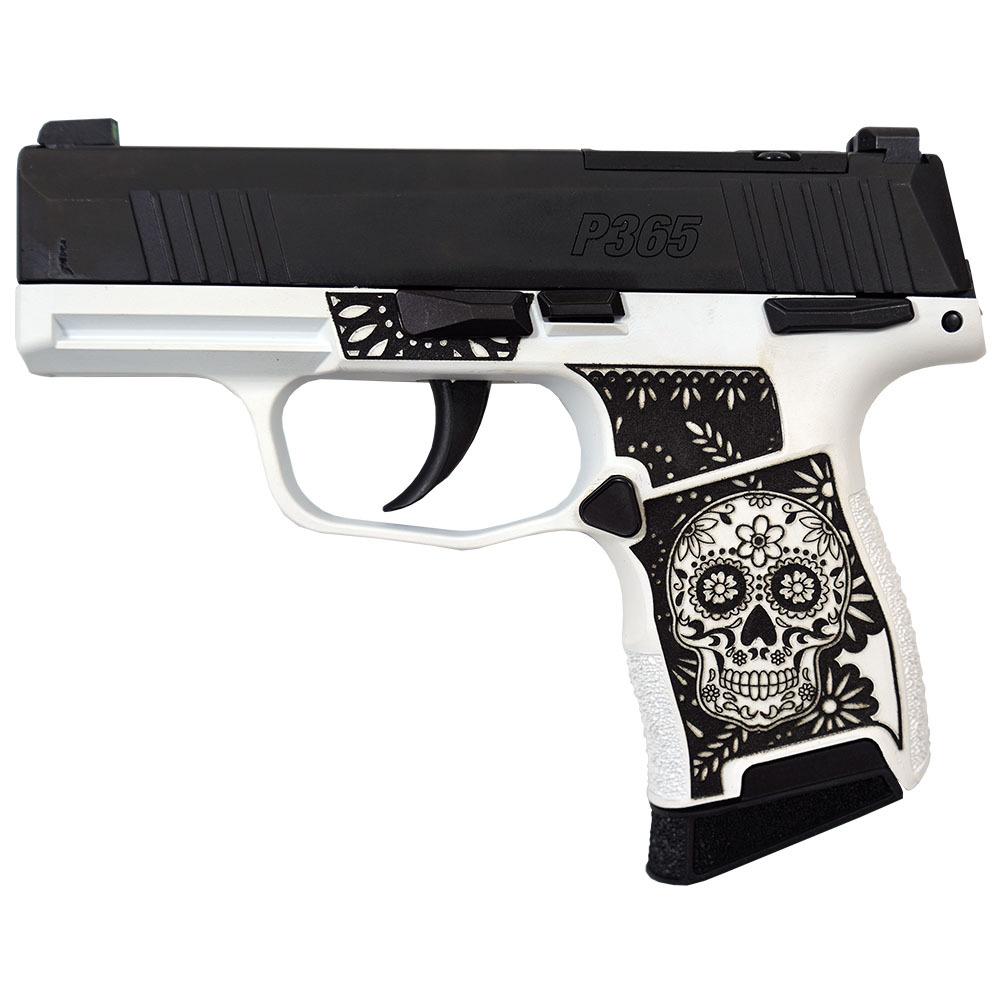 Sig Sauer Exclusive "Sugar Skull" P365 Optic Ready Handgun 9mm Luger 10rd Magazines(2) 3.1" Barrel X-RAY 3 Sights Manual Safety Picture of Sig Sauer P365 9MM 3.1IN BLK STRIKER XRAY3 OPTIC READY 2 MAGS MANUAL SAFETY-Nitron P
