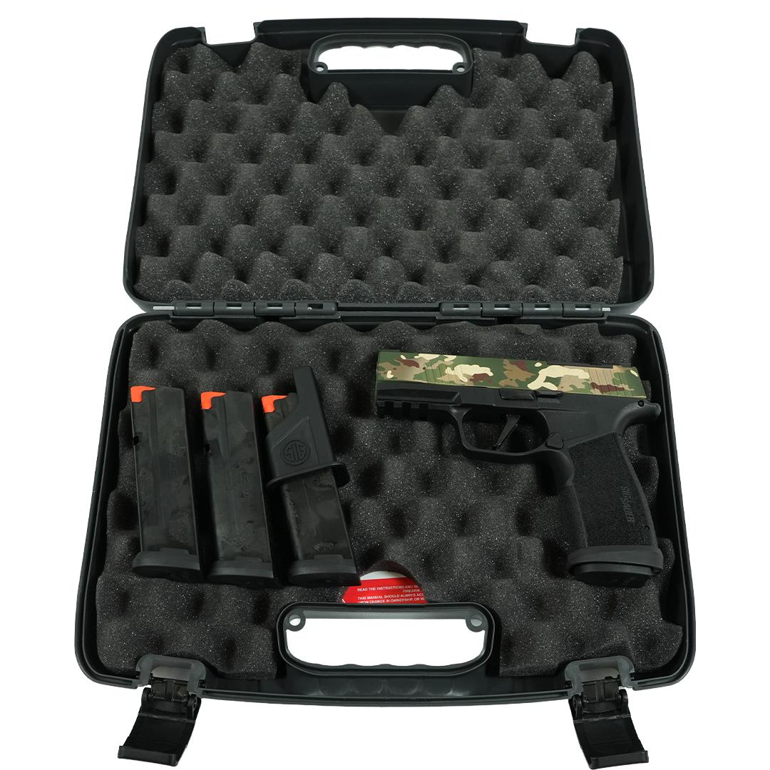 Sig Sauer P365 "MuiltiCam" XMACRO TACOPS Handgun 9mm Luger 17rd Magazines(4) 3.7" Barrel Black Grip Picture of Sig Sauer SIG P365 XMACRO TACOPS 9MM 3.7" Brl - (4) 17rd Steel Mags-MultiCam