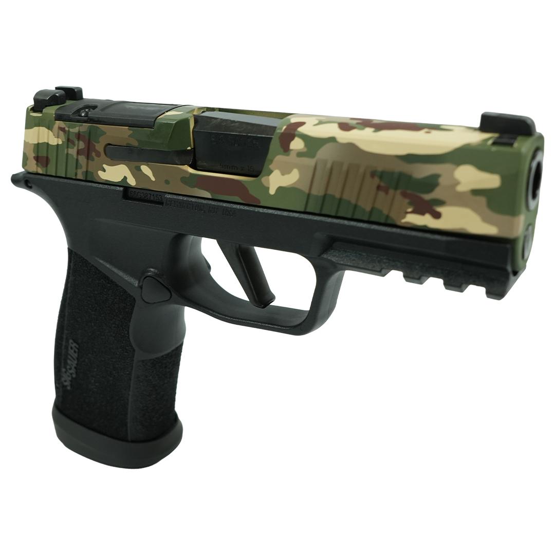 Sig Sauer P365 "MuiltiCam" XMACRO TACOPS Handgun 9mm Luger 17rd Magazines(4) 3.7" Barrel Black Grip Picture of Sig Sauer SIG P365 XMACRO TACOPS 9MM 3.7" Brl - (4) 17rd Steel Mags-MultiCam