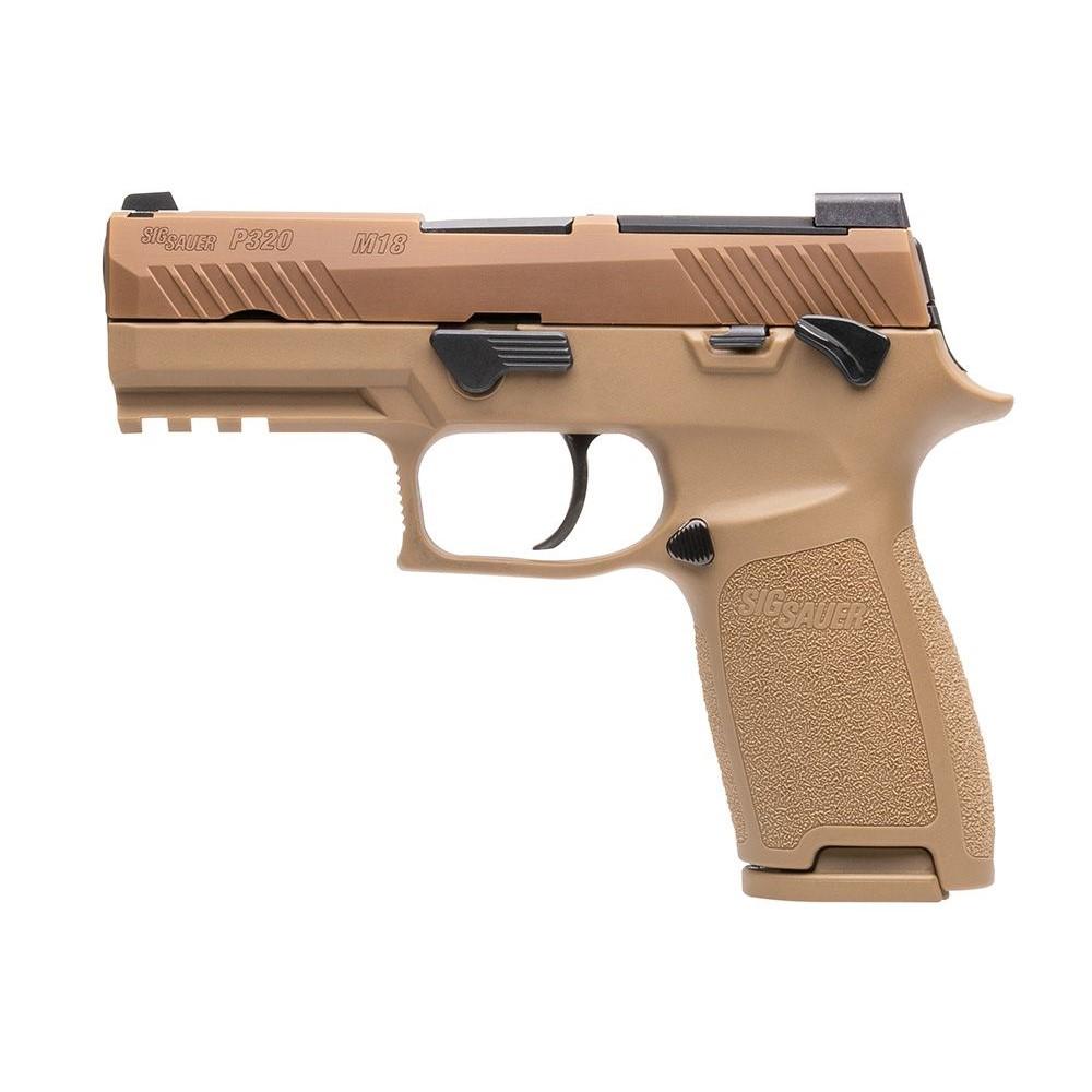 Sig Sauer P320-M18 Handgun 9mm Luger 10rd Magazines (3) 3.9" Barrel Coyote Tan CA Compliant Picture of Sig Sauer SIG P320 M18 - CA COMPLIANT - 9MM (3) 10RD MAGS COYOTE