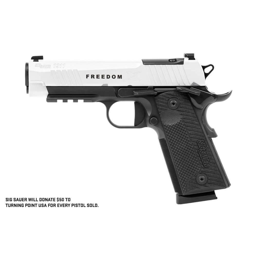 SIG 1911-XCarry Freedom Handgun .45 ACP 4.2" 8rd Magazines(2) Two-Tone White on Black Optic Ready Picture of Sig Sauer SIG 1911 Xseries 45ACP 4.2In 2-8Rd 2 Tone White OR Trn Pnt
