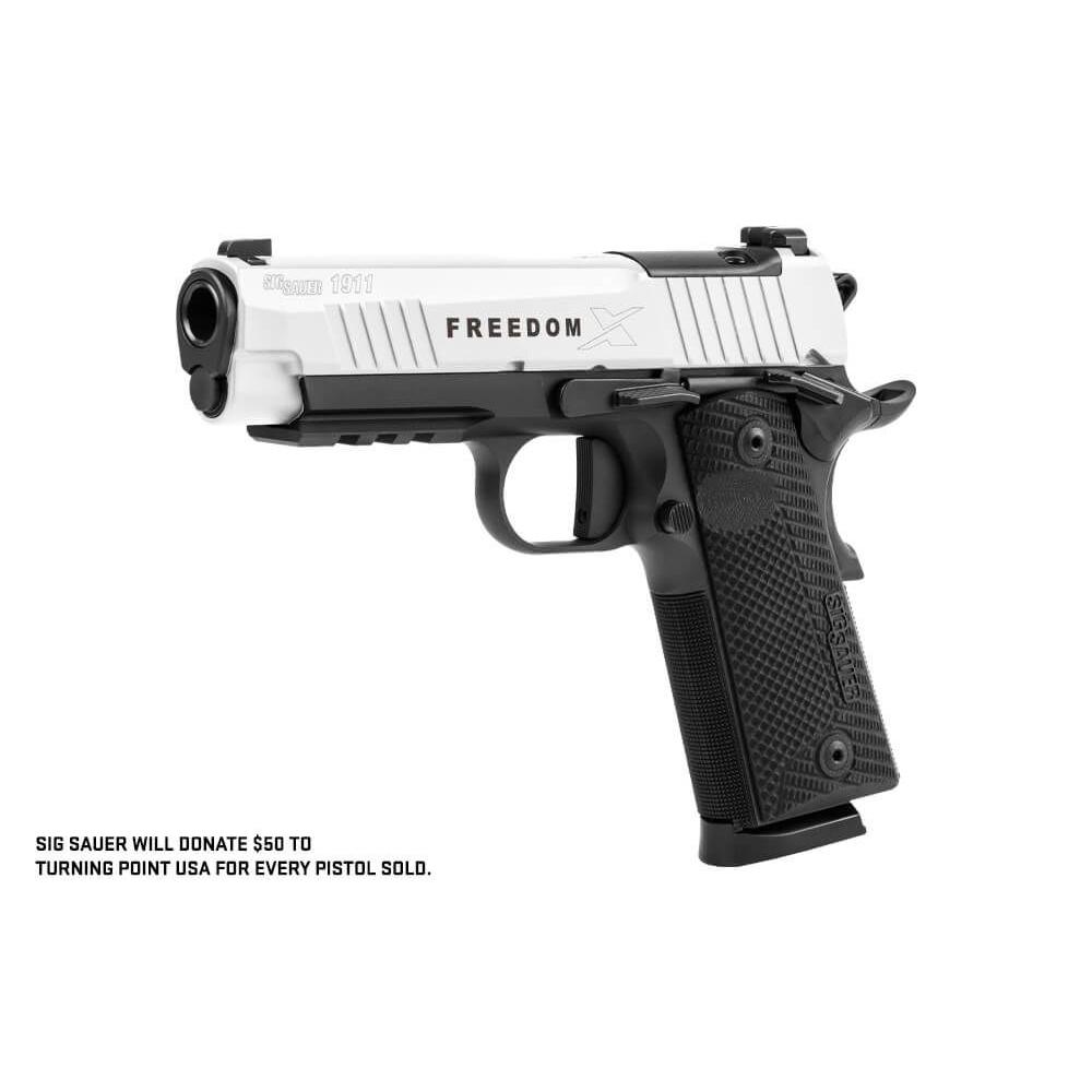 SIG 1911-XCarry Freedom Handgun .45 ACP 4.2" 8rd Magazines(2) Two-Tone White on Black Optic Ready Picture of Sig Sauer SIG 1911 Xseries 45ACP 4.2In 2-8Rd 2 Tone White OR Trn Pnt