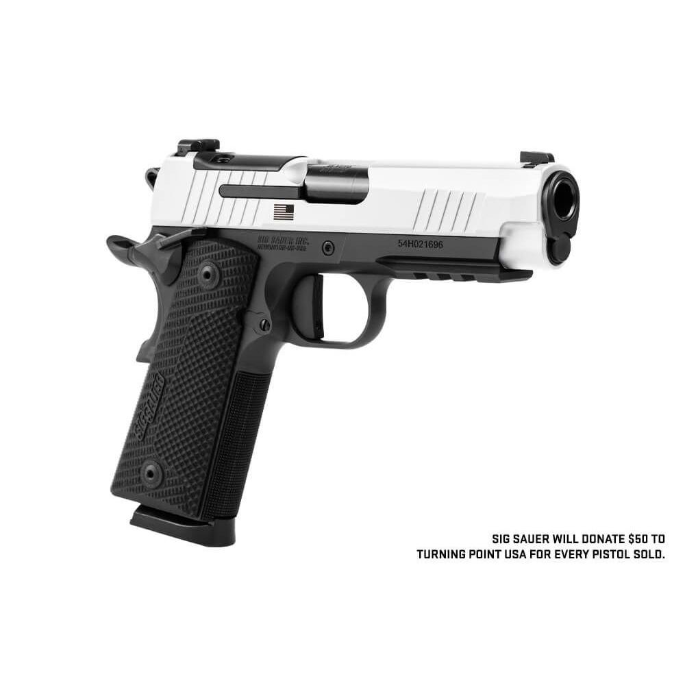 SIG 1911-XCarry Freedom Handgun .45 ACP 4.2" 8rd Magazines(2) Two-Tone White on Black Optic Ready Picture of Sig Sauer SIG 1911 Xseries 45ACP 4.2In 2-8Rd 2 Tone White OR Trn Pnt