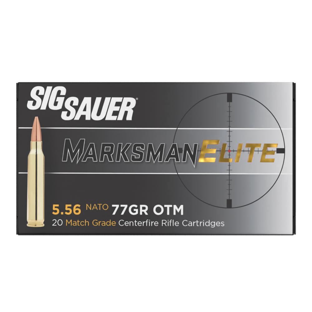 Sig Sauer Elite Match Rifle Ammunition 5.56mm 77gr OTM 20/ct Picture of Sig Sauer AMMO 5.56 NATO 77GR ELITE MATCH GRADE OTM BOX/20
