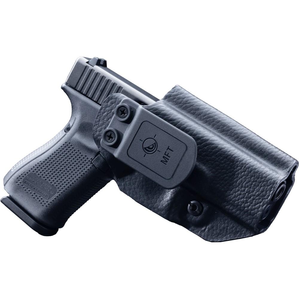 Mission First Tactical Leather Hybrid IWB/OWB Holster for Glock 19/23/44/45 Black Ambi Picture of Mission First Tactical MFT Glock 19/23/44 Leather Hybrid IWB/OWB - Black