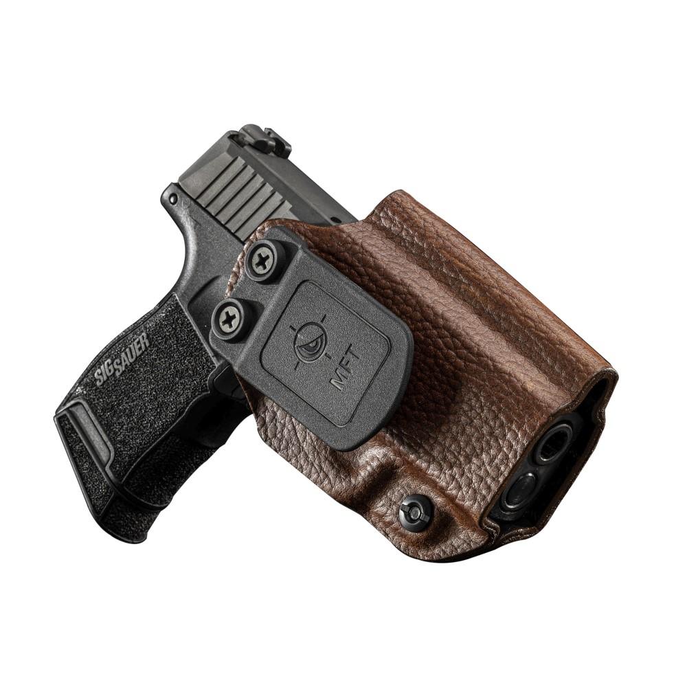 Mission First Tactical Leather Hybrid IWB/OWB Holster for Sig Sauer P365 Brown Ambi Picture of Mission First Tactical MFT Sig Sauer P365 Leather Hybrid IWB/OWB - Brown