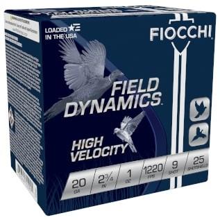 Fiocchi High Velocity Shotshells 20 ga 2-3/4 1oz 1220 fps #9 25/ct Picture of Fiocchi Ammunition FIOCCHI 20GA HV 2-3/4 1OZ #9 1220 FPS