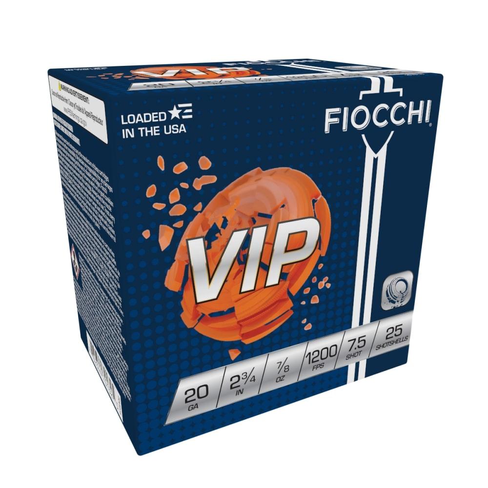 Fiocchi VIP Shotshells 20 ga 2-3/4" 7/8 oz 1200 fps #7.5 25/ct Picture of Fiocchi Ammunition 20GA PRM.TGT.2-3/4 7/8 #7.5 1200
