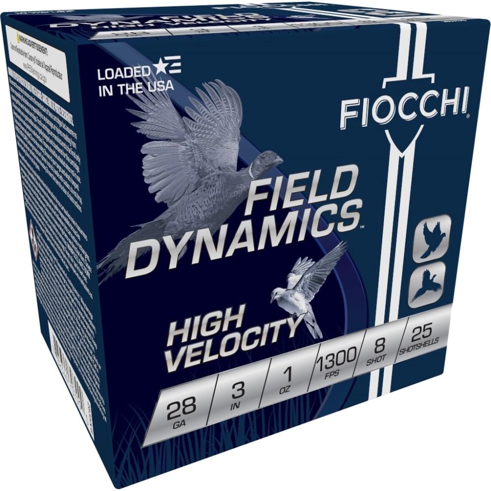 Fiocchi High Velocity Shotshells 28 ga 3" 1 oz 1300 fps #8 25/ct Picture of Fiocchi Ammunition FIOCCHI 28ga 3" 1oz #8 Shot 1300 FPS 25RD