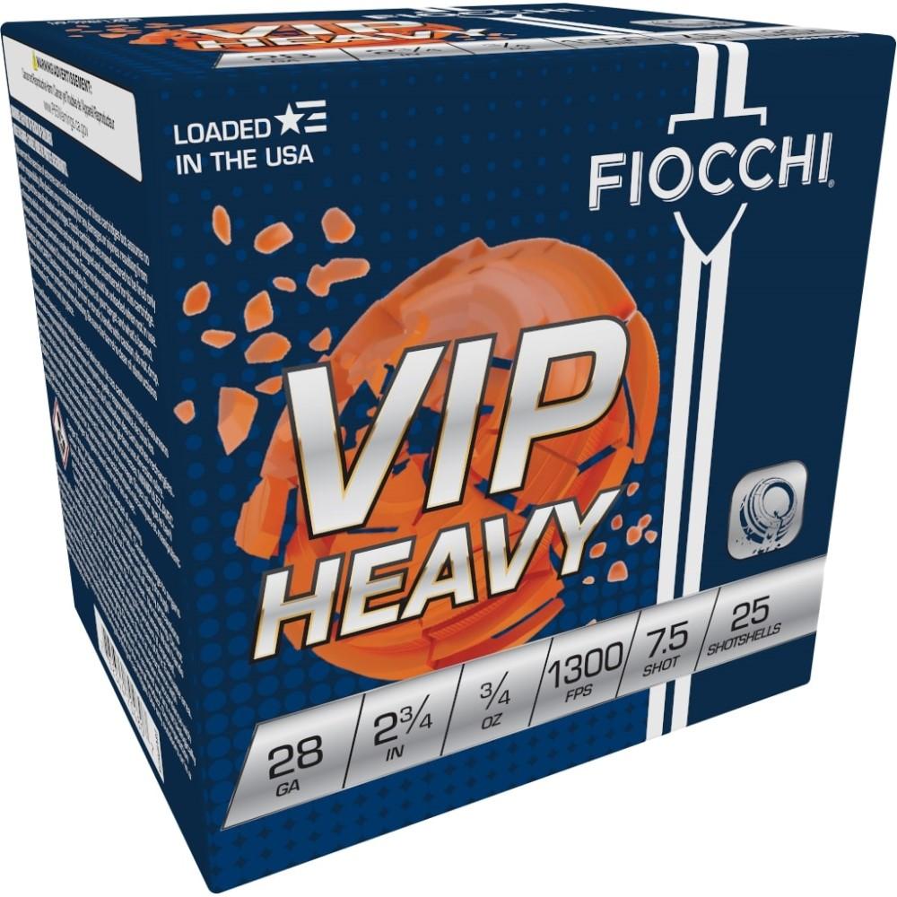 Fiocchi Exacta VIP Shotshells 28ga 2-3/4" 3/4oz 1300 fps #7.5 25/ct Picture of Fiocchi Ammunition FIOCCHI VIP HEAVY 28ga. 2-3/4" 3/4OZ #7.5 1300 fps 25RD