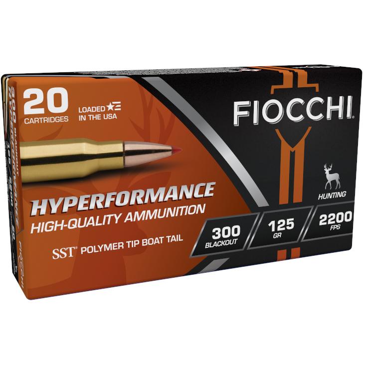 Fiocchi Hyperformance Hunt SST Rifle Ammunition .300 Blackout 125gr PT 2200 fps 25/ct Picture of Fiocchi Ammunition Fiocchi Hyperformance Hunt 300 Blackout 125gr SST 25/RD Box