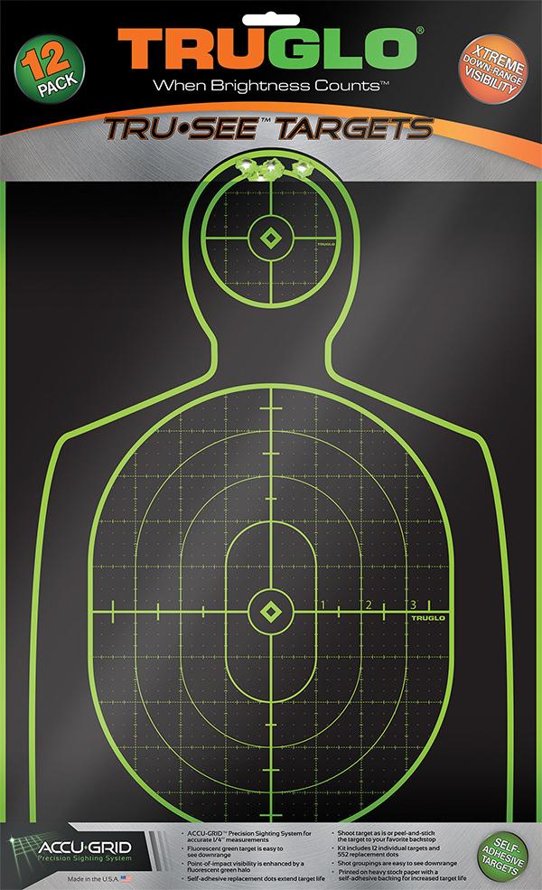 TRUGLO TRU-SEE Self Adhesive Targets - Handgun 12x18 Green 12 Pack Picture of TRUGLO TARGET HANGUN 12X18 12PK GREEN