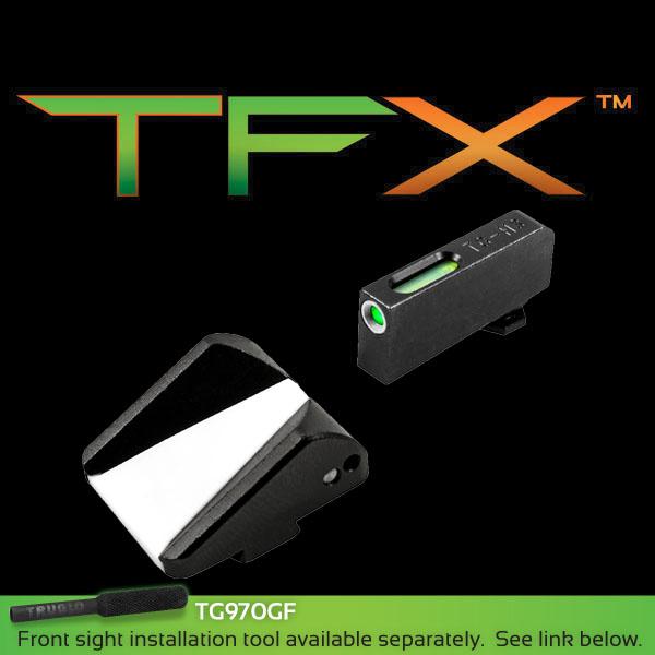Truglo TFX Tritium Fiber Optic XTREME Handgun F.A.S.T. Sights Fit Glocks Except 42/43 & M.O.S. - F.A.S.T Rear Sight / TFX Front Sight - White Picture of TRUGLO TFX GLOCK FAST SET WHT