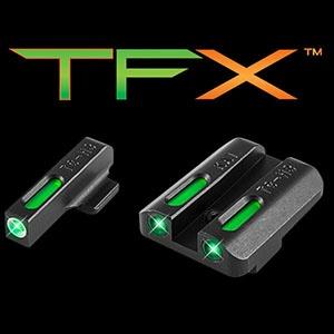 Truglo TFX Tritium/Fiber-Optic Day/Night Sights Fits KAHR Arms K MK P PM T &TP Models with New Dovetail (Post 2004) White Outline Front/Rear Green Picture of TRUGLO TFX BRITESITE Kahr Arms K MK P PM T & TP W/dovetail POST-2004