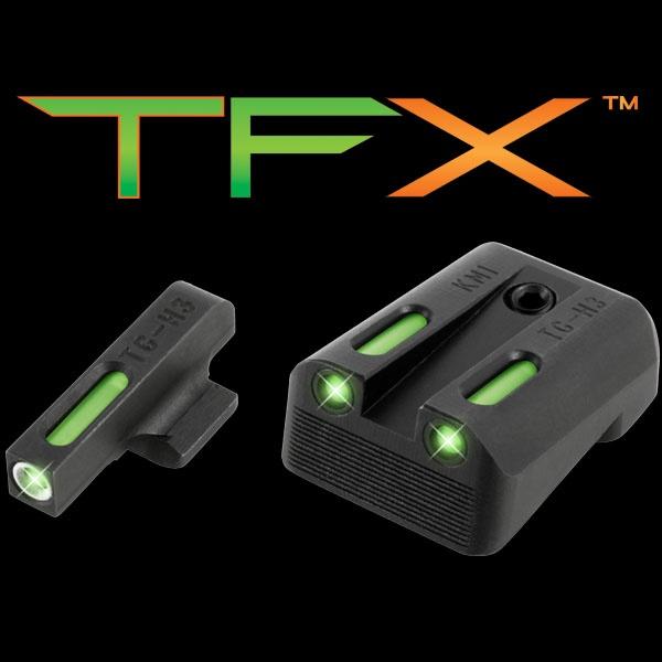 Truglo TFX Tritium/Fiber-Optic Day/Night Sights Fits Kimber 1911 Models with Fixed Rear Sight - White Outline Front/Green Rear Picture of TRUGLO TFX BRITESITE KIMBER SET