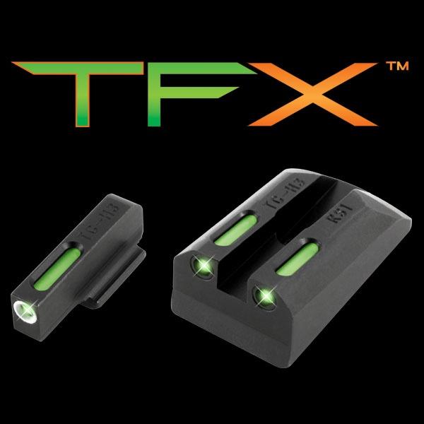 Truglo TFX Tritium/Fiber-Optic Day/Night Sights Fits Ruger SR9 / SR9C SR40 / SR40C SR45 - White Outline Front/Rear Green Picture of TRUGLO TFX BRITESITE RUGER SR SET