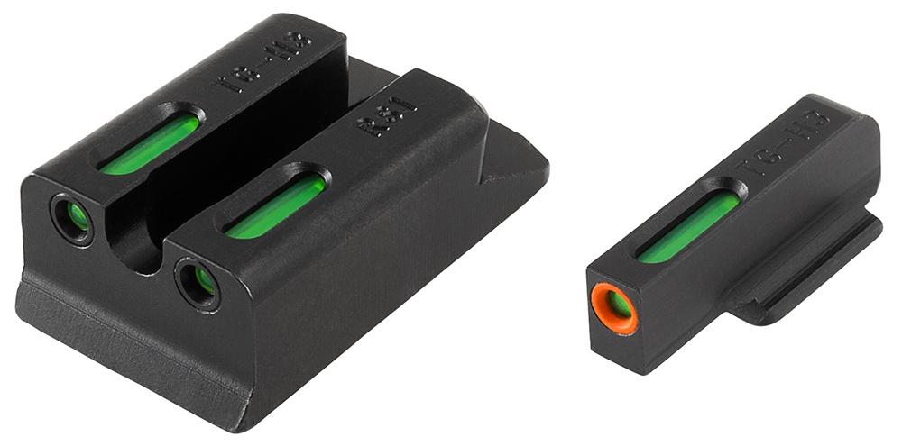Truglo TFX Pro Tritium/Fiber-Optic Day/Night Sights Fit Ruger SR9|Ruger SR9C|Ruger SR40|Ruger SR40C|Ruger SR45 - Orange Outline Front/Rear Green Picture of TRUGLO TFX PRO BRITESITE RUGER SR SET ORN