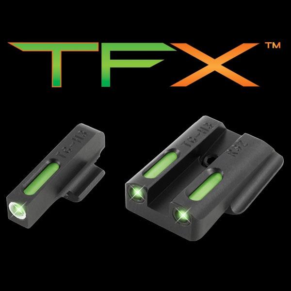 Truglo TFX Tritium/Fiber-Optic Day/Night Sights Fits Ruger LC9 / 9s / 380 - White Outline Front/Rear Green Picture of TRUGLO TFX BRITESITE RUGER LC SET