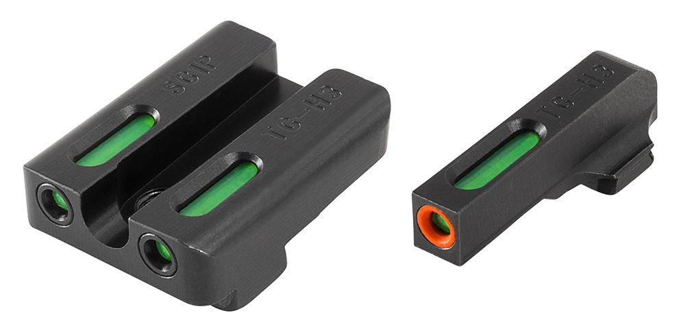 Truglo TFX Pro Next Gen Tritium & Fiber Optic Xtreme Handgun Sight - Sig Sauer #6 front / #8 rear - Orange Outline Front/Rear Green Picture of TRUGLO TFX PRO BRITESITE SIG #6/#8 SET ORN