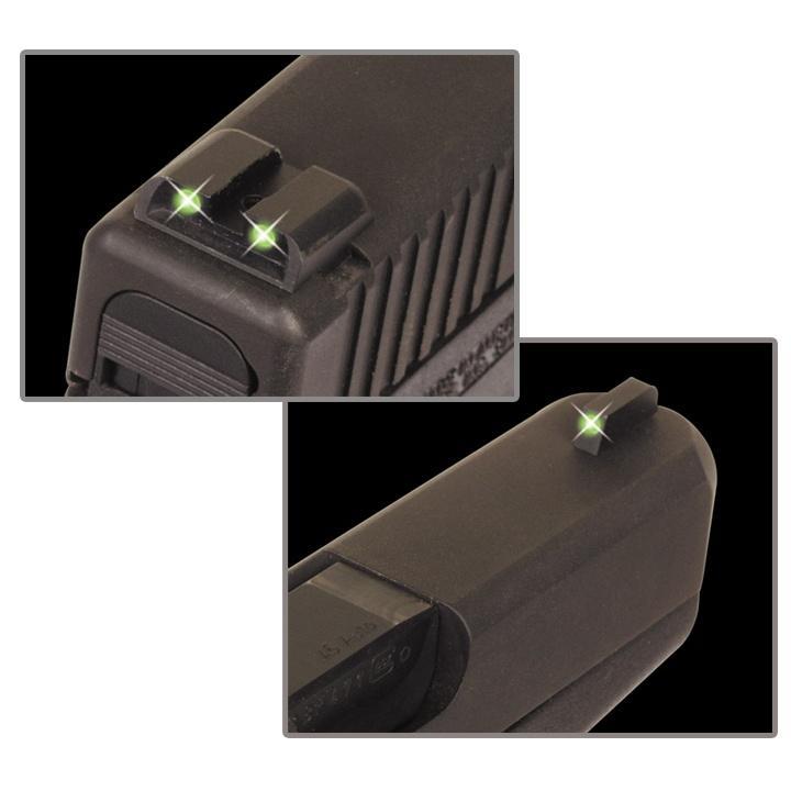Truglo Tritium Night Sights (Low) Fits Glock 17 / 17L 19 22 23 24 26 27 33 34 35 38 39 45 - Front Green/Rear Green Picture of TRUGLO TRITIUM BRITESITE GLOCK 171922232426273334353839