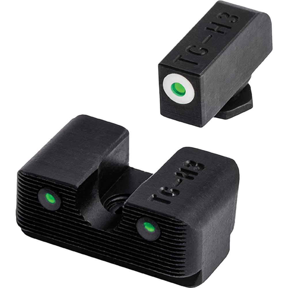 Truglo Tritium Pro Night Sights for Glock 17 / 17L 19 22 23 24 26 27 33 34 35 38 39 Front Outline White Rear Green Picture of TRUGLO Tritium Pro Night Sight Glock 17 / 17L 19 22 23 24 26 27 33 34 35 38 39