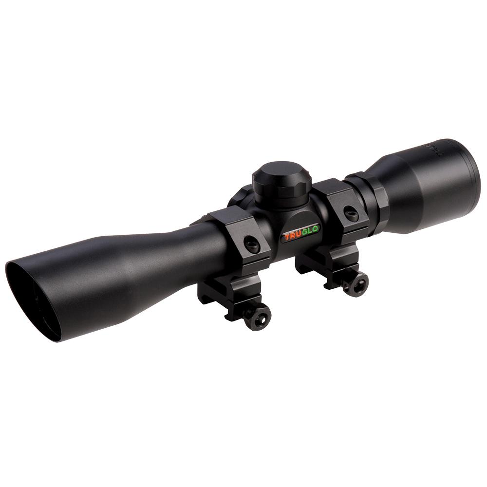 Truglo Compact Rimfire & Shotgun Rifle Scope - 4x32mm Diamond Ballistic 22.5' 5" Black Picture of TRUGLO 4X32 W/WEAVER RINGS DIAMOND RTIC