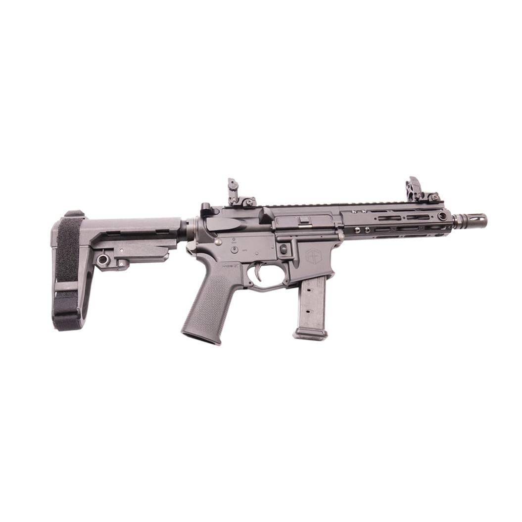 Alpha Foxtrot AF9-G.Pistol 9mm Luger 20rd Magazine 7.5" Barrel Blowback Operation Anodized Black Brace