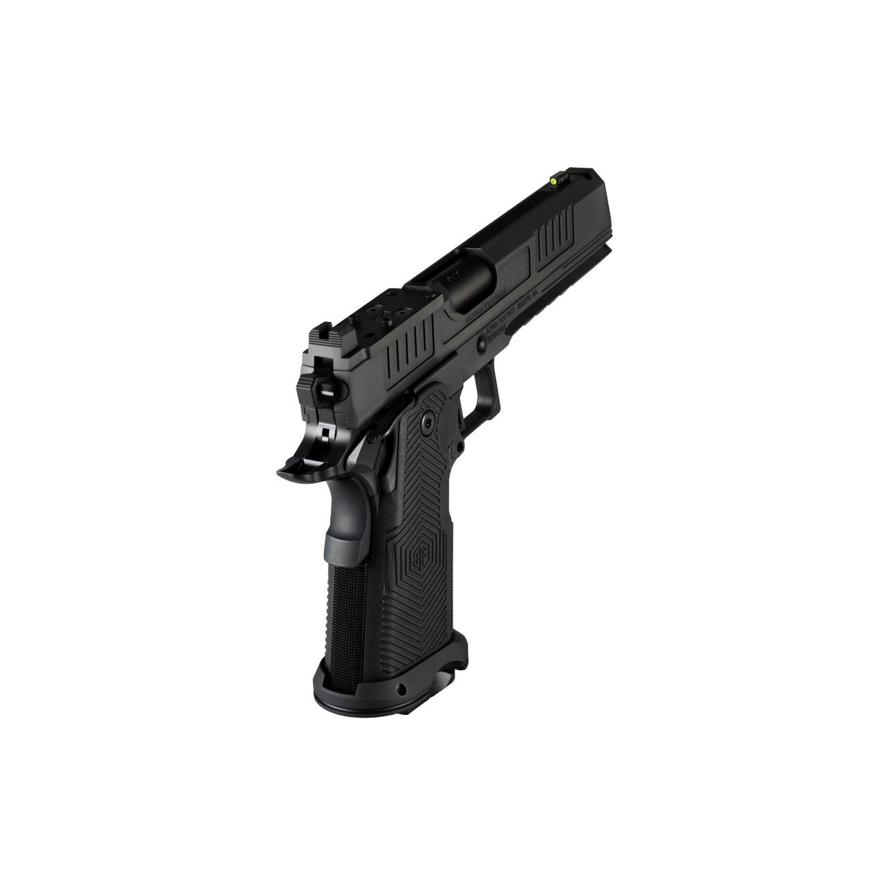 Alpha Foxtrot AF1911-Romulus MOS Adapter Handgun 9mm Luger 17(1) & 20rd(1) Magazines 5" Comp Bull Barrel DLC Black Picture of Alpha Foxtrot AF1911-ROMULUS 9MM 5IN MOS BULL RAMPED PORTED DLC BLK 20RD/17RD
