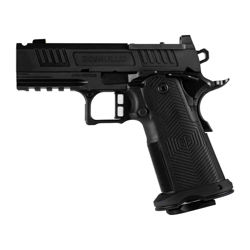 Alpha Foxtrot AF1911 Romulus Handgun 9mm Luger 17rd (1) & 19rd (1) Magazines 3.5" Ported Barrel Black RMSc Picture of Alpha Foxtrot AF1911-ROMULUS 9MM 3.5IN RMSc BULL RAMPED PORTED DLC BLK 20RD/17RD