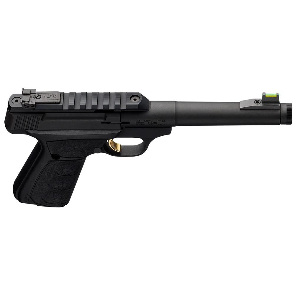 Browning Buck Mark Plus Camper UFX Suppressor Ready Handgun .22 LR 10rd Magazine 6" 1/2-28 Threaded Barrel Black Picture of Browning Firearms Browning Buck Mark PLS CAMPER 22LR SR UFX RL FO