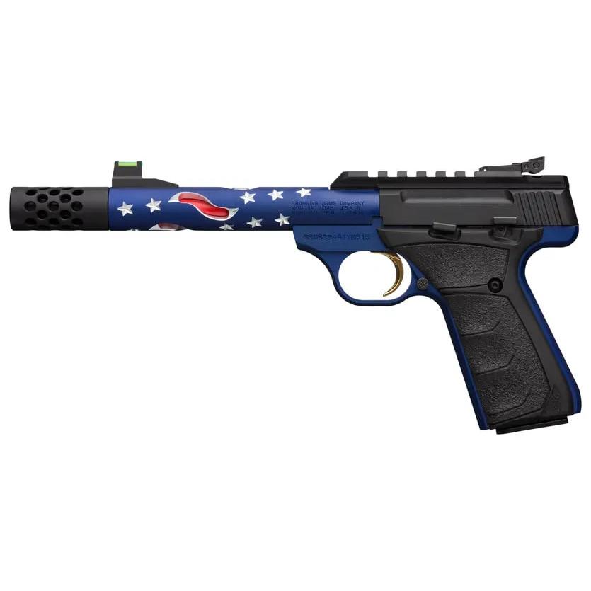 Browning Buck Mark Plus Vision Americana Suppressor Ready Handgun .22 LR 10rd Magazine 5.875" Barrel Threaded Barrel Picture of Browning Firearms Browning Buck Mark PLS VIS AMERICAN UFXSRMB22LR
