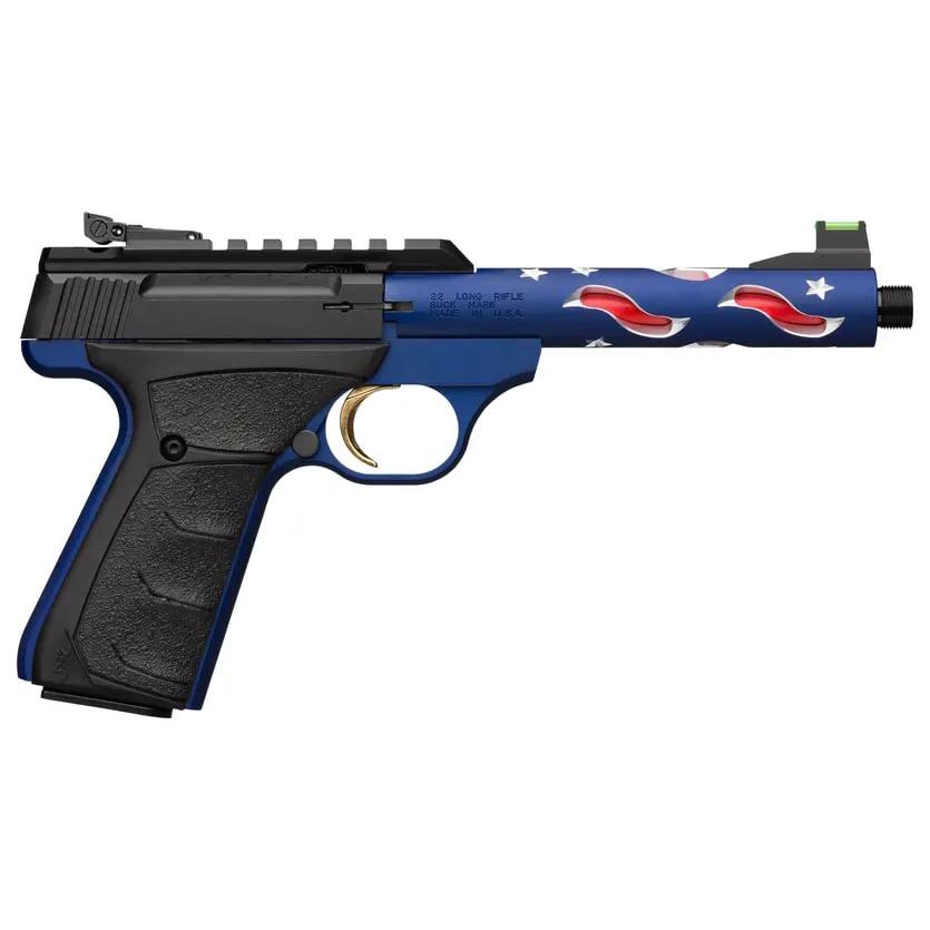 Browning Buck Mark Plus Vision Americana Suppressor Ready Handgun .22 LR 10rd Magazine 5.875" Barrel Threaded Barrel Picture of Browning Firearms Browning Buck Mark PLS VIS AMERICAN UFXSRMB22LR