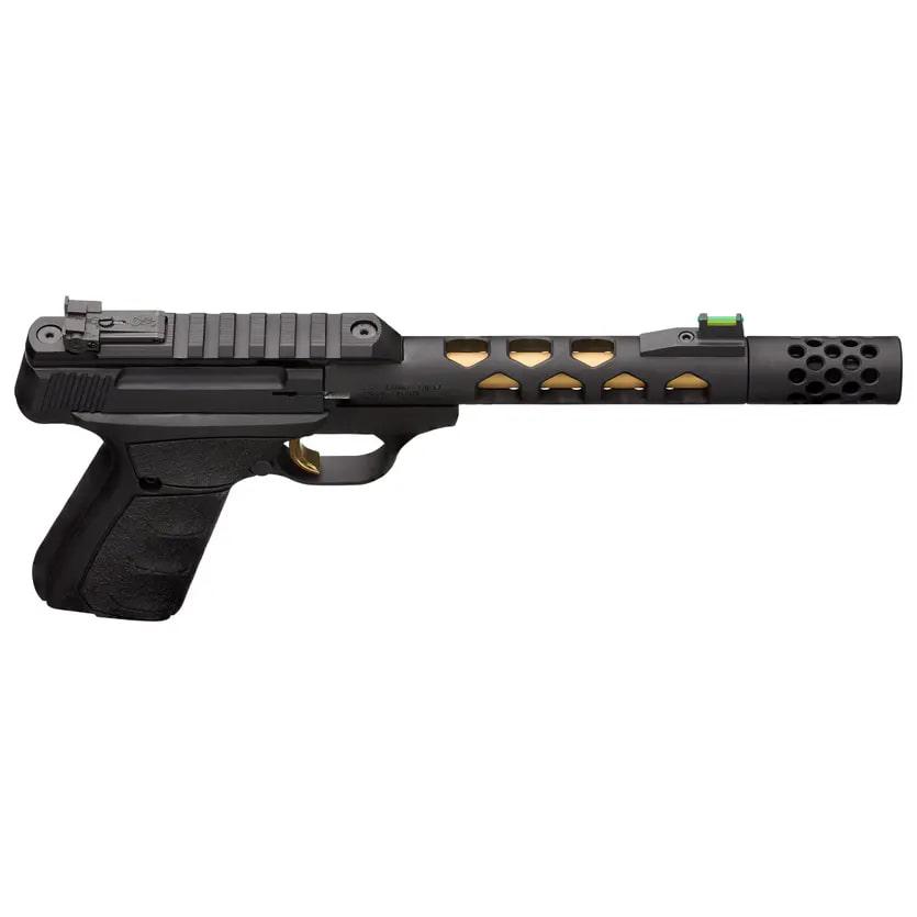 Browning Buck Mark Plus Vision Black/Gold Suppressor Ready Handgun .22 LR 10rd Magazine 5.875" Threaded Barrel Picture of Browning Firearms Browning Buck Mark PLS VIS BLK/GLD UFXSRMB22LR