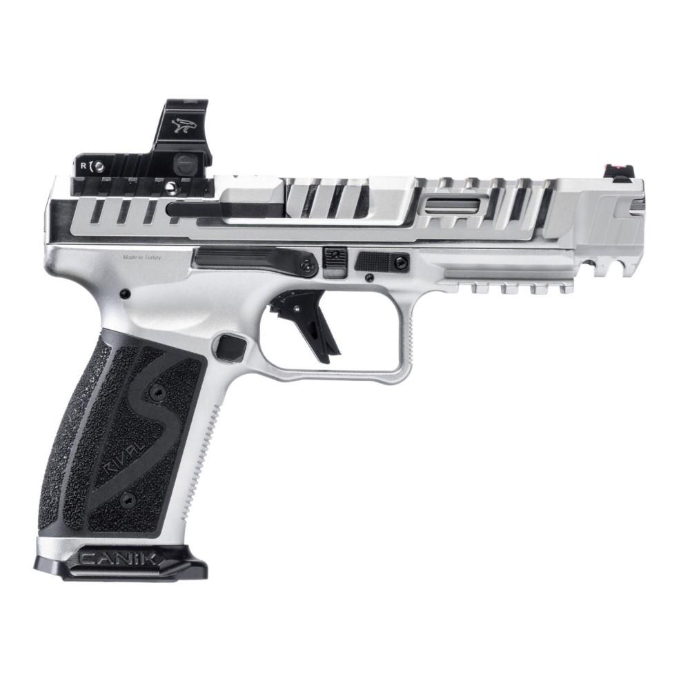 Canik SFx Rival-S Chrome Handgun 9mm Luger 18rd Magazines (2) 5" Barrel Chrome with MO2 Optic Picture of Century Arms Canik Rival-S Chrome w/ MECANIK MO2 Cal. 9mm 18rd