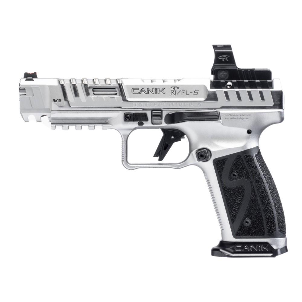 Canik SFx Rival-S Chrome Handgun 9mm Luger 18rd Magazines (2) 5" Barrel Chrome with MO2 Optic Picture of Century Arms Canik Rival-S Chrome w/ MECANIK MO2 Cal. 9mm 18rd