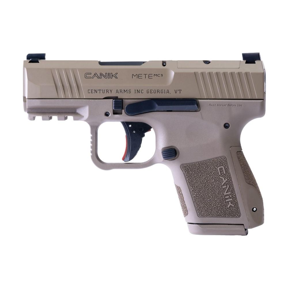 Canik Mete MC9 Handgun 9mm Luger 12 and 15rd Magazines (2) 3.18" Barrel FDE Picture of Century Arms MC9 Pistol 9mm FDE 12rd mag