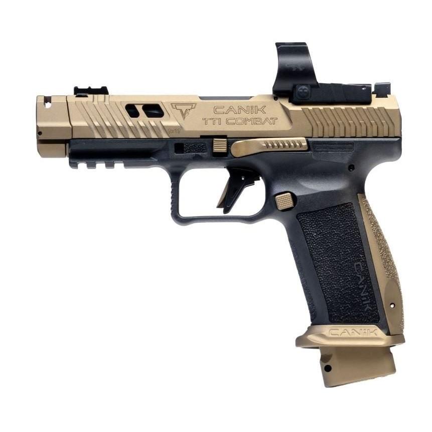 Canik TTI Combat Handgun 9mm Luger 18rd Magazines (2) 4.6" Barrel Black and Bronze with Mecanik M03 Optic